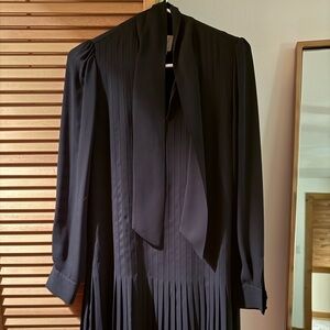 Kate Spade Black Pleated Dress with Neck Tie